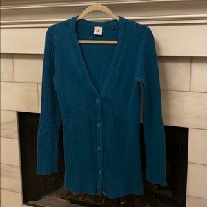 Cabi Deco teal chunky cardigan